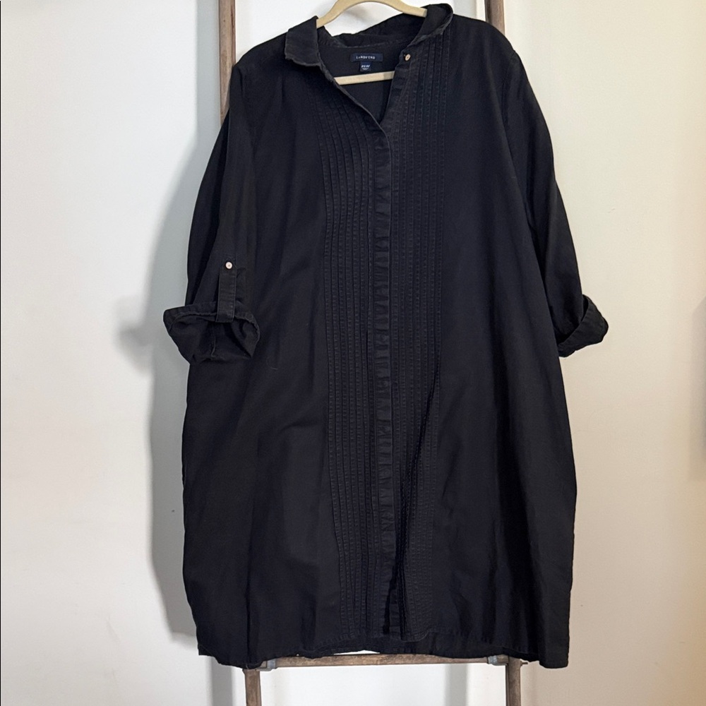 Lands' End  Black Casual Linen Blend Dress